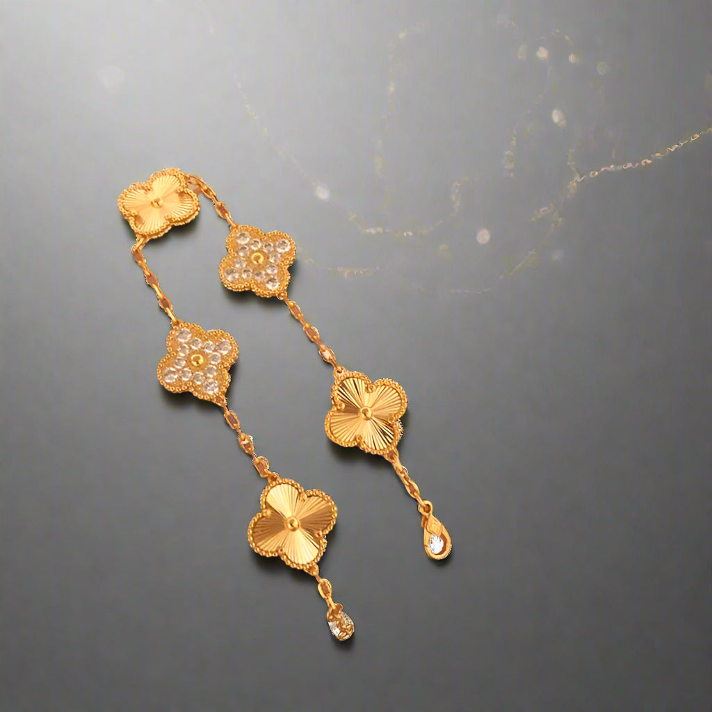 Vintage Alhambra Five Motifs Diamonds Clover Bracelet