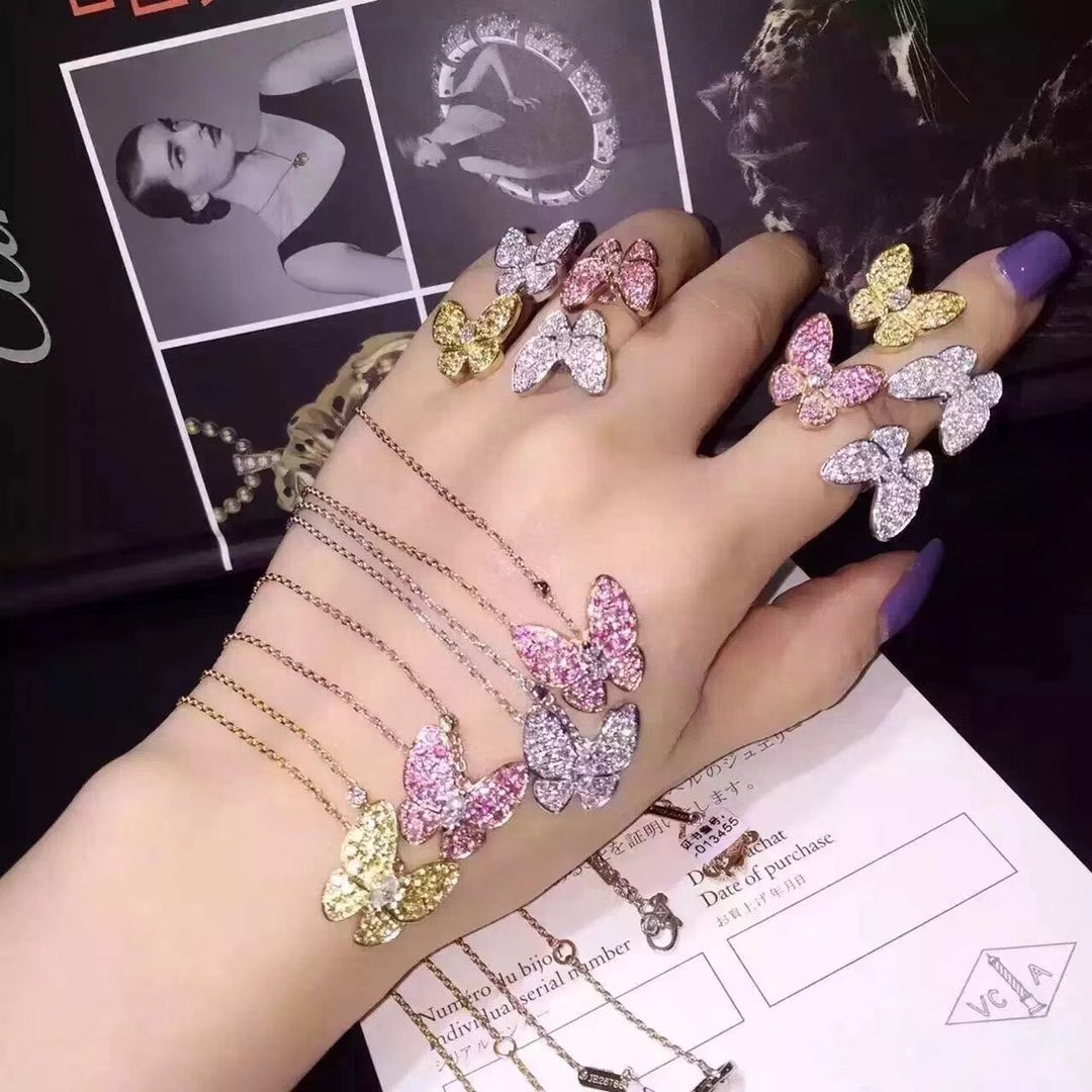 Two Butterfly Between the Finger Sapphire Ring