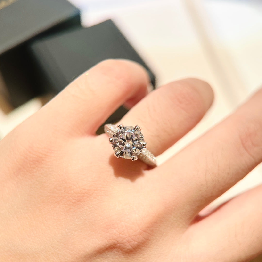 18K T Pavé T Setting Engagement Ring