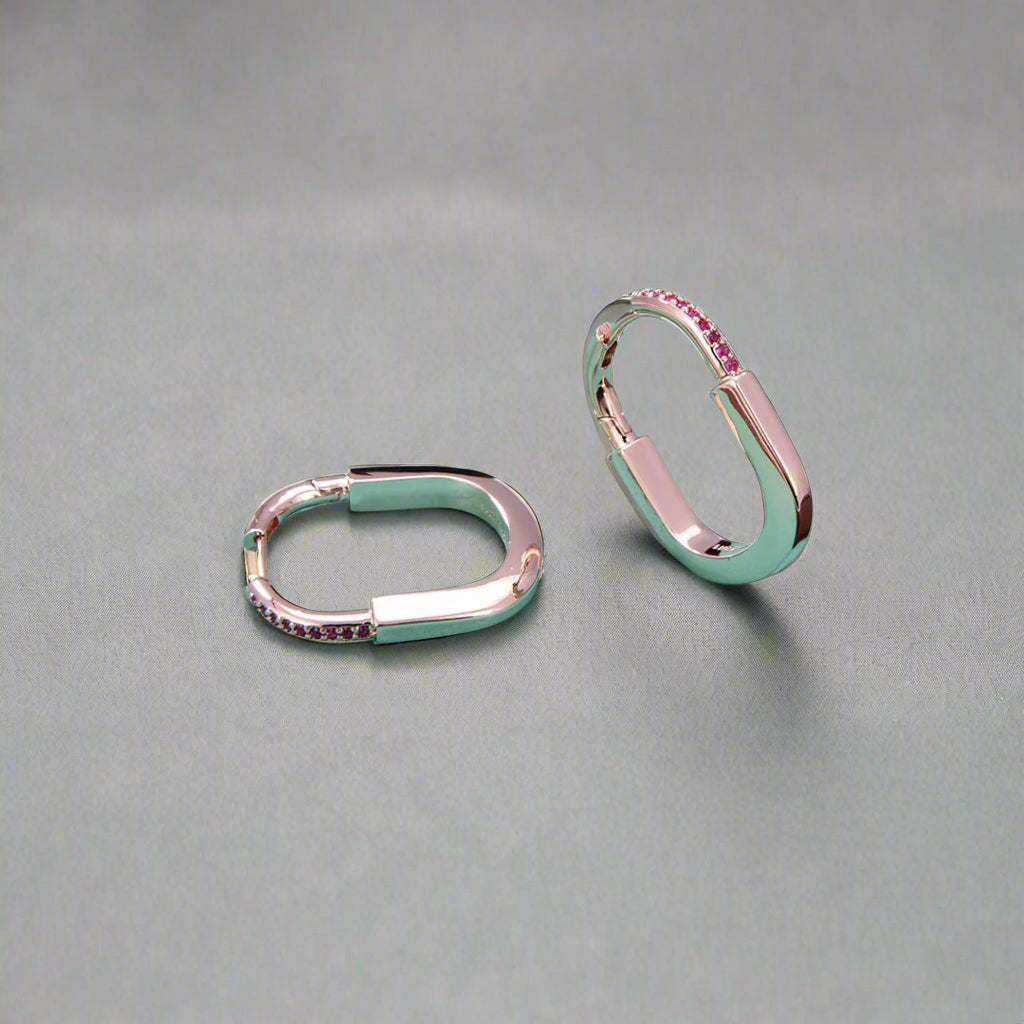 18K T Lock ROSÉ Edition Medium Earrings