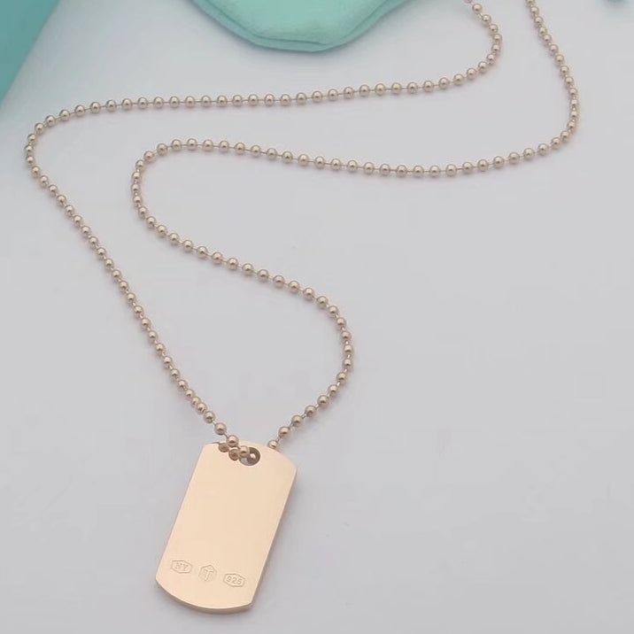 18K T 1837 Makers I.D. Tag Pendant Necklace