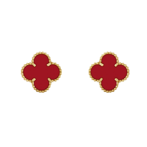 18K Vintage Alhambra Carnelian Earrings