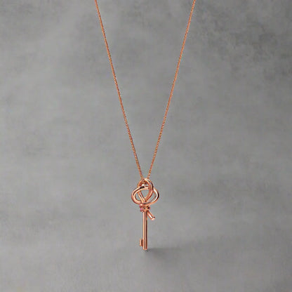 18K T Keys Woven Pink Diamonds Medium Necklace