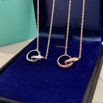 18K T Atlas X Closed Interlocking Pendant Necklace