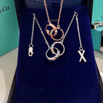18K T Atlas X Closed Interlocking Pendant Necklace