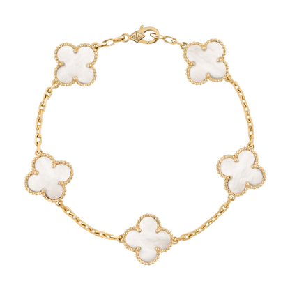 18K Vintage Alhambra Five Motifs Pearl Bracelet
