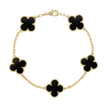 18K Vintage Alhambra Five Motifs Black Clover Bracelet