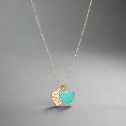 18K Return to T Mini Double Heart Necklace