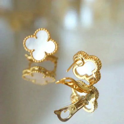 18K Vintage Alhambra White Mop Earrings
