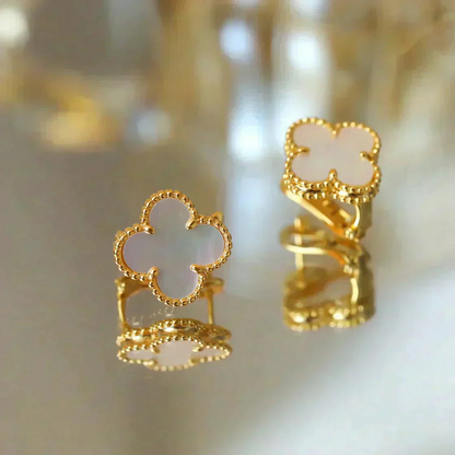 18K Vintage Alhambra White Mop Earrings