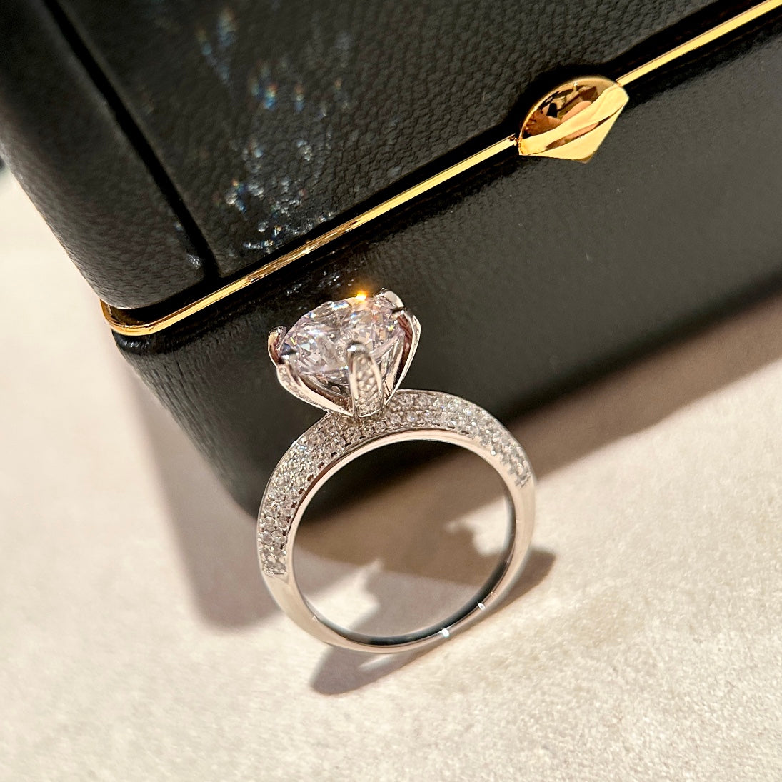 18K T Pavé T Setting Engagement Ring
