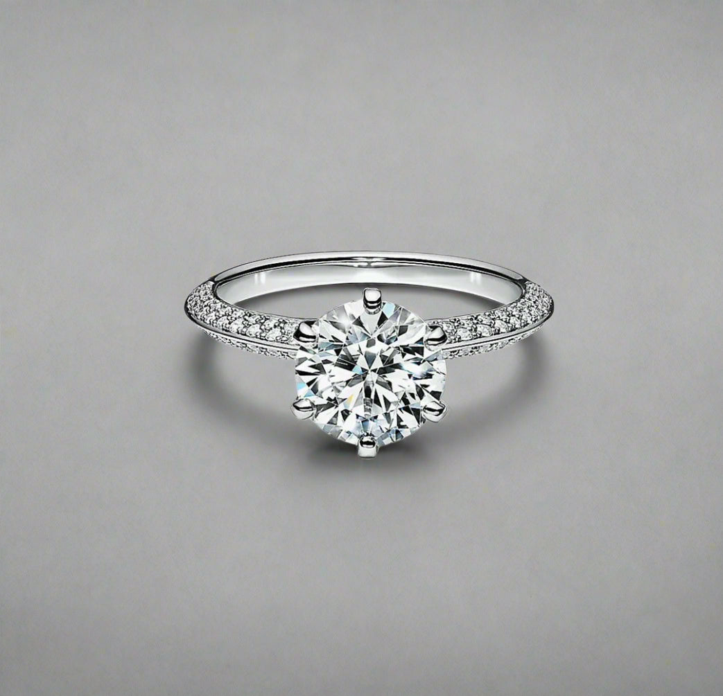 18K T Pavé T Setting Engagement Ring
