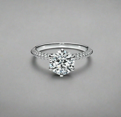 18K T Pavé T Setting Engagement Ring