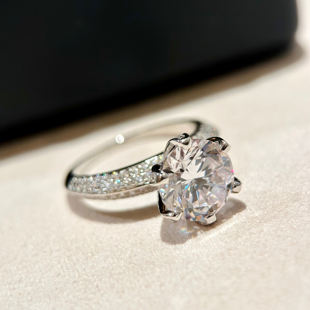 18K T Pavé T Setting Engagement Ring
