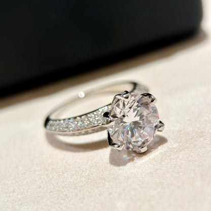 18K T Pavé T Setting Engagement Ring