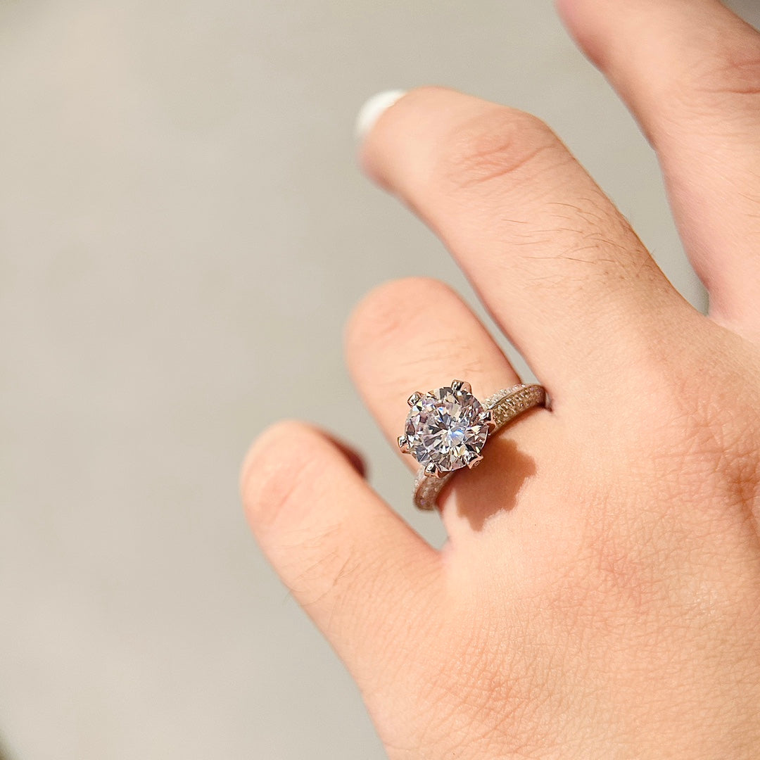18K T Pavé T Setting Engagement Ring