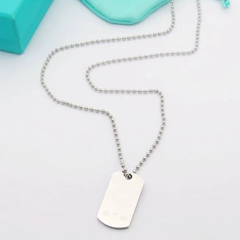 18K T 1837 Makers I.D. Tag Pendant Necklace