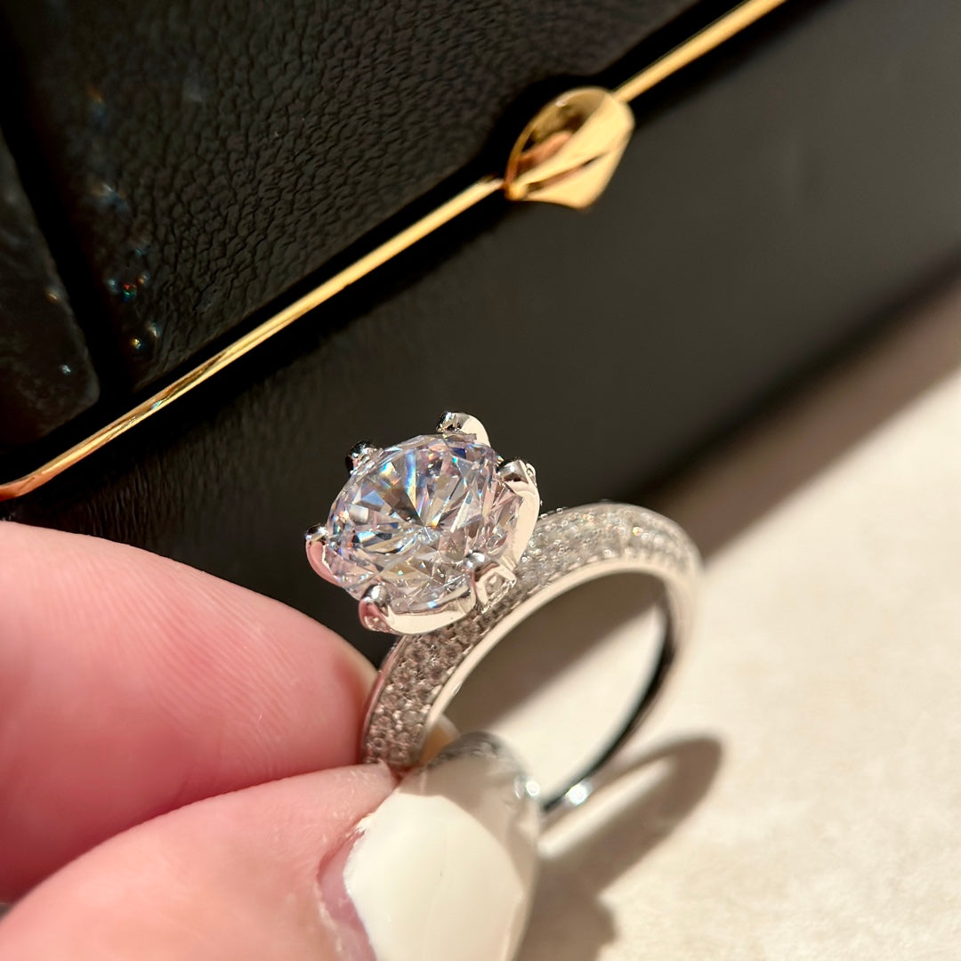 18K T Pavé T Setting Engagement Ring
