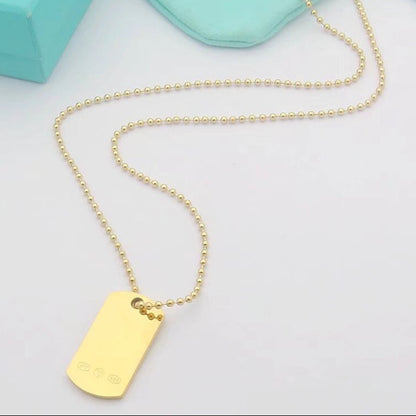 18K T 1837 Makers I.D. Tag Pendant Necklace