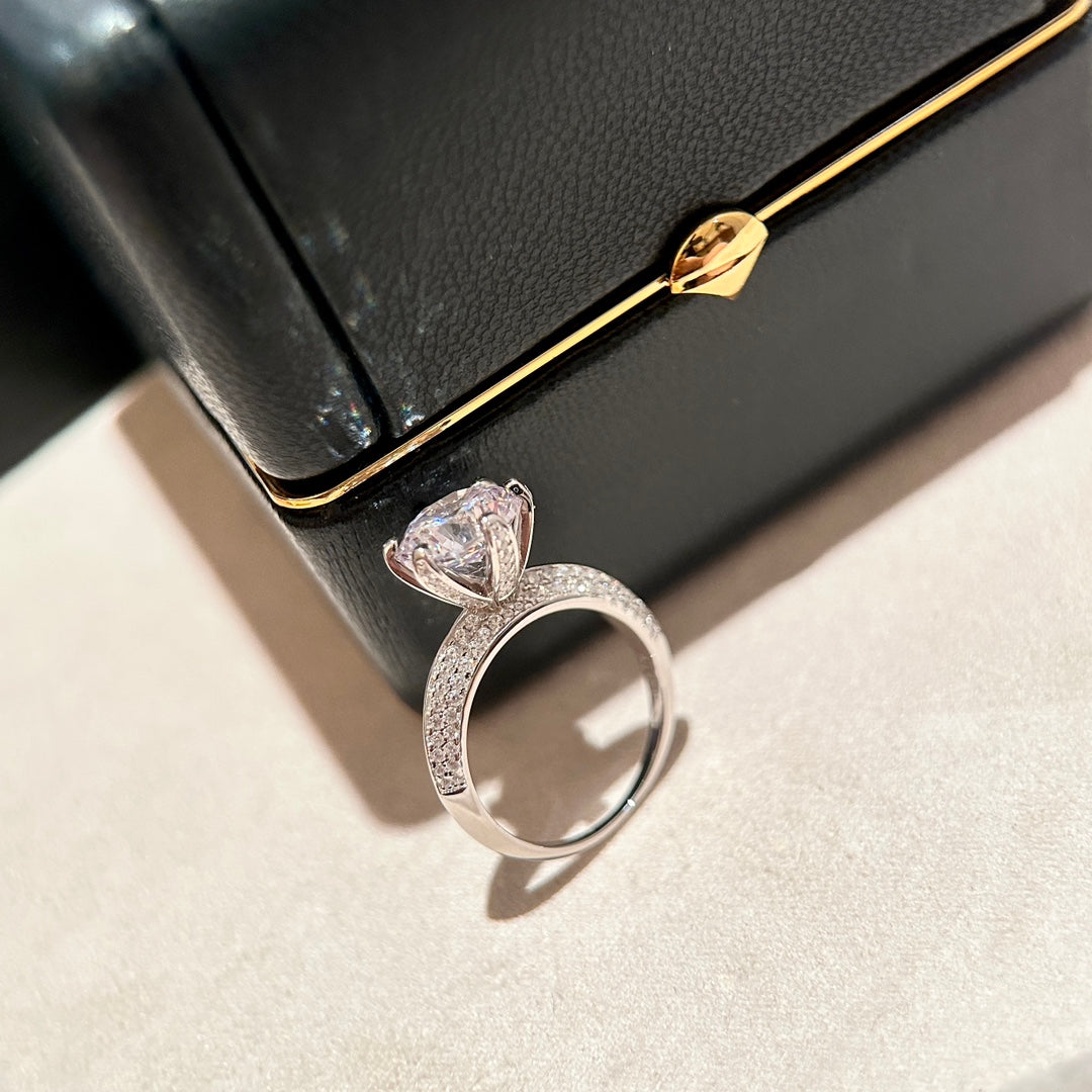 18K T Pavé T Setting Engagement Ring