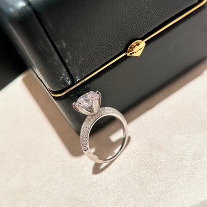 18K T Pavé T Setting Engagement Ring